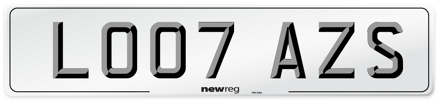 LO07 AZS Number Plate from New Reg